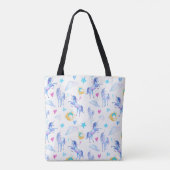 魔法のユニコーンパターンウォーターカラーファンタジーデザイン トートバッグ (裏面)