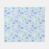 魔法のユニコーンパターンウォーターカラーファンタジーデザイン フリースブランケット (正面(横))