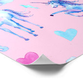 魔法のユニコーンパターンウォーターカラーファンタジーデザイン ポスター (角)