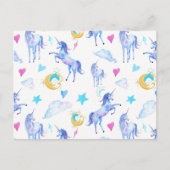 魔法のユニコーンパターンウォーターカラーファンタジーデザイン ポストカード (正面)