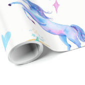 魔法のユニコーンパターンウォーターカラーファンタジーデザイン ラッピングペーパー (ロールコーナー)