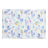 魔法のユニコーンパターンウォーターカラーファンタジーデザイン 枕カバー (裏面)