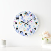 魔法のユニコーンパターン水彩画のファンタジーのデザイン ラージ壁時計 (ホーム)