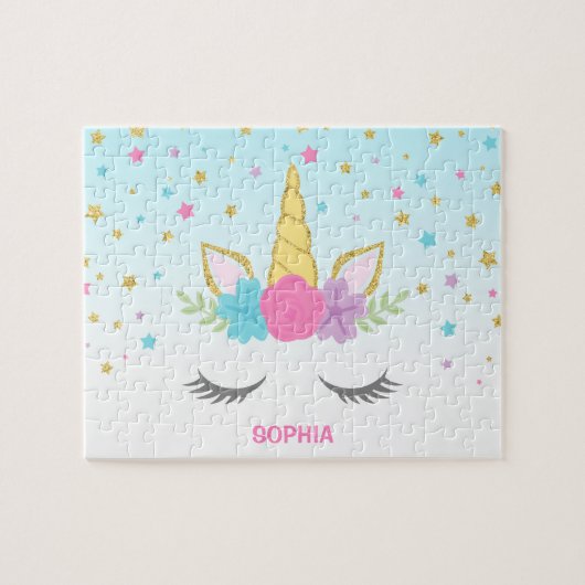 魔法のユニコーンパーソナライズされたの子供 ジグソーパズル (横)