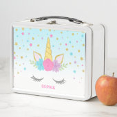 魔法のユニコーンパーソナライズされたの子供 メタルランチボックス (インサイチュ)