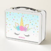 魔法のユニコーンパーソナライズされたの子供 メタルランチボックス (裏面)