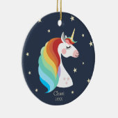 魔法のユニコーンパーソナライズされたレインボークリスマス セラミックオーナメント (右)