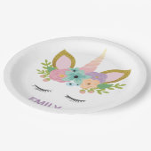 魔法のユニコーンパーソナライズされた名グリッターガーリー ペーパープレート (アングル)