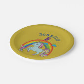 魔法のユニコーンパーティー招待状カラー ペーパープレート (アングル)