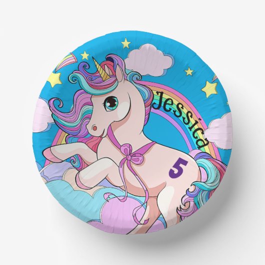 魔法のユニコーンパーティー招待状カラー ペーパーボウル (正面)