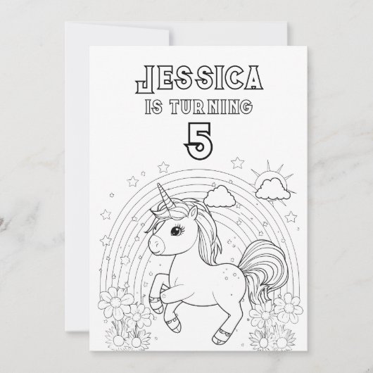 魔法のユニコーンパーティー招待状カラー 招待状 (正面)