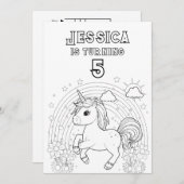 魔法のユニコーンパーティー招待状カラー 招待状 (正面/裏面)