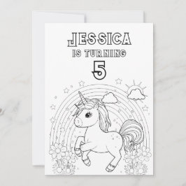 魔法のユニコーンパーティー招待状カラー 招待状