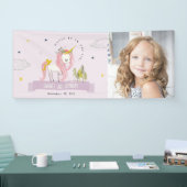 魔法のユニコーンパープル薄紫キッズフォト誕生日 横断幕 (トレードショー)