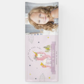 魔法のユニコーンパープル薄紫キッズフォト誕生日 横断幕 (縦)