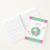 魔法のユニコーンピンクとティール(緑がかった色)小さな女の子名 ノートブック (内部)