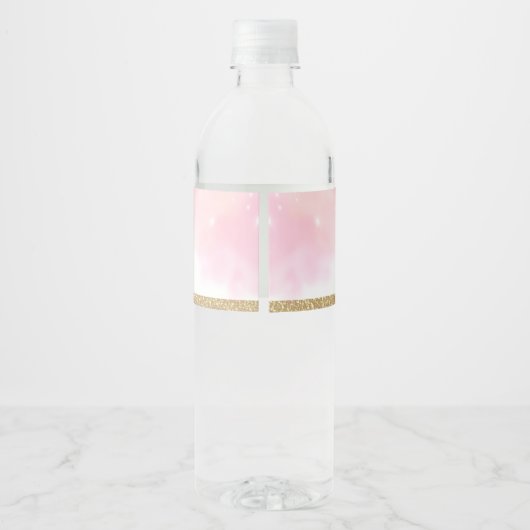 魔法のユニコーンピンクの銀河の雲の誕生日の好意 ペットボトルラベル (裏面)