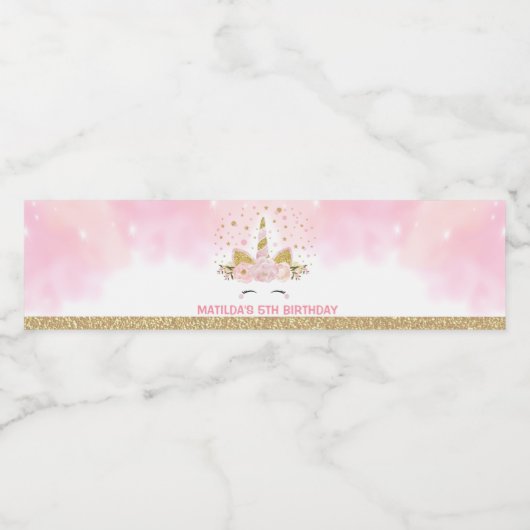 魔法のユニコーンピンクの銀河の雲の誕生日の好意 ペットボトルラベル (シングルラベル)