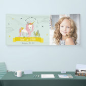 魔法のユニコーンピンクイエローキッズフォト誕生日 横断幕 (トレードショー)