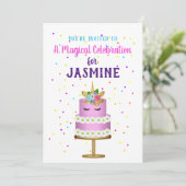 魔法のユニコーンピンクケーキ紙吹雪 招待状 (スタンド正面)