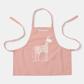 魔法のユニコーンピンクパーソナライズされた色の名前 エプロン (正面)