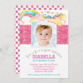 魔法のユニコーンピンク誕生日写真招待状 招待状 (正面/裏面)