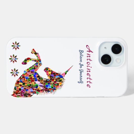 魔法のユニコーンファンタジーガーリーグリッターパーソナライズ Case-Mate iPhoneケース (裏面 (横))