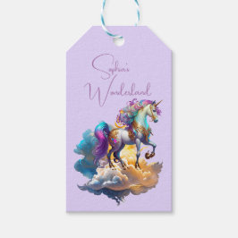 魔法のユニコーンファンタジー雲ロマンス誕生日 ギフトタグ