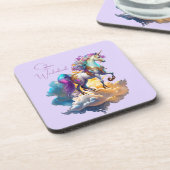 魔法のユニコーンファンタジー雲ロマンス誕生日 コースター (左側)