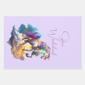 魔法のユニコーンファンタジー雲ロマンス誕生日 ラッピングペーパーシート (正面)