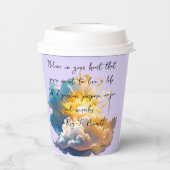 魔法のユニコーンファンタジー雲ロマンス誕生日 紙コップ (裏面)