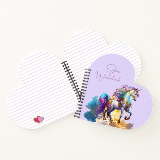 魔法のユニコーンファンタジー雲美しい誕生日 ノートブック (内部)