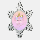 魔法のユニコーンフローラ王冠、メリークリスマス スノーフレークピューターオーナメント (右)