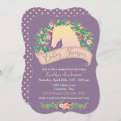 魔法のユニコーンフローラ赤ちゃんシャワー 招待状 (正面/裏面)