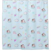 魔法のユニコーンプリンセスレインボーパターンのグラデーション シャワーカーテン (正面)