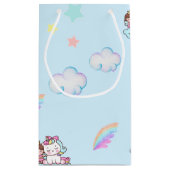 魔法のユニコーンプリンセスレインボーパターンのグラデーション スモールペーパーバッグ (裏面)