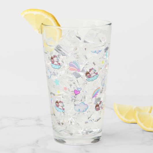 魔法のユニコーンプリンセスレインボーパターンのグラデーション タンブラーグラス (アイス正面)