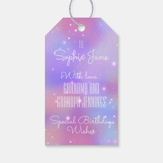 魔法のユニコーンプリンセス誕生日または生まれたばかりのギフト ギフトタグ (裏面)