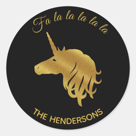 魔法のユニコーンホリデーステッカー ラウンドシール (正面)