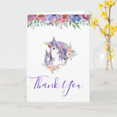 魔法のユニコーンママ&ベビーの水の色ありがとう カード (黄色い花)