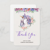 魔法のユニコーンママ&ベビーの水の色ありがとう サンキューカード (正面/裏面)