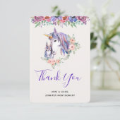 魔法のユニコーンママ&ベビーの水の色ありがとう サンキューカード (スタンド正面)