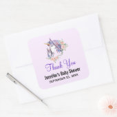 魔法のユニコーンママ&ベビーの水の色ありがとう スクエアシール (封筒)