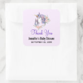 魔法のユニコーンママ&ベビーの水の色ありがとう スクエアシール (バッグ)