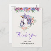 魔法のユニコーンママ&ベビーの水の色ありがとう ポストカード (正面/裏面)