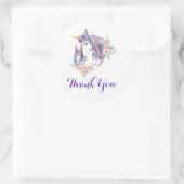 魔法のユニコーンママ&ベビーの水の色ありがとう ラウンドシール (バッグ)