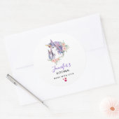 魔法のユニコーンママ&ベビーウォーターカラーキッチン ラウンドシール (封筒)