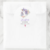 魔法のユニコーンママ&ベビーウォーターカラーキッチン ラウンドシール (バッグ)