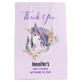 魔法のユニコーンママ&ベビー水の色ベビーシャワー ミディアムペーパーバッグ (裏面)