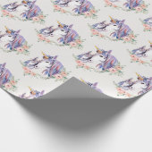 魔法のユニコーンママ&ベビー水彩パターン ラッピングペーパー (角)